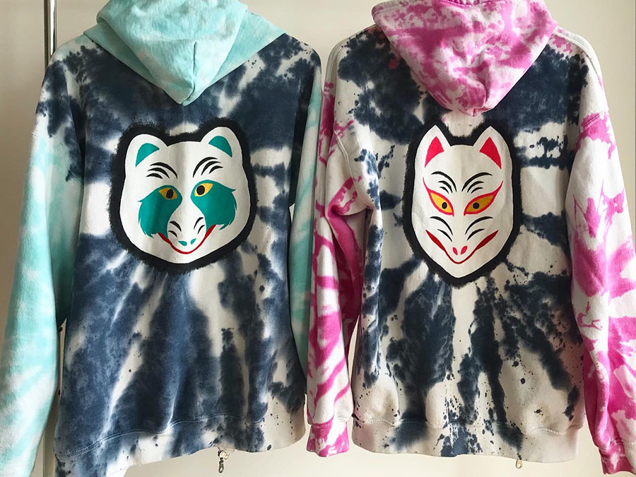 ZipUp Hoodie tie diyd and handpainted (painted by hand) by Akira.