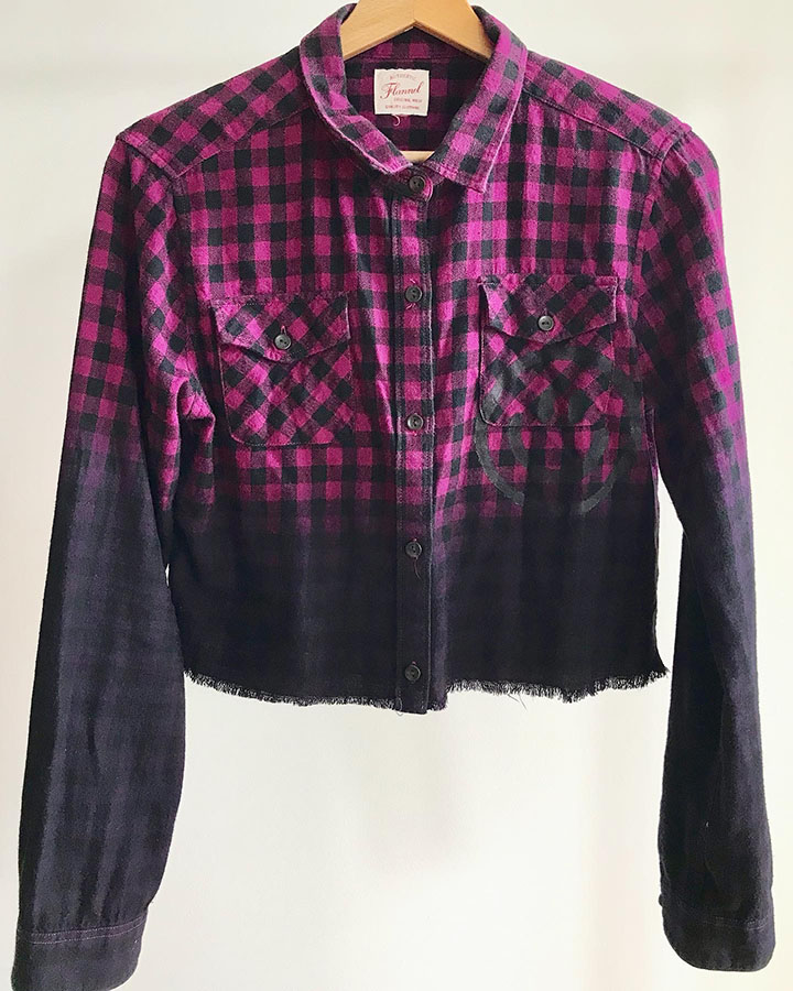 Dyed and cut shirts by Akira.