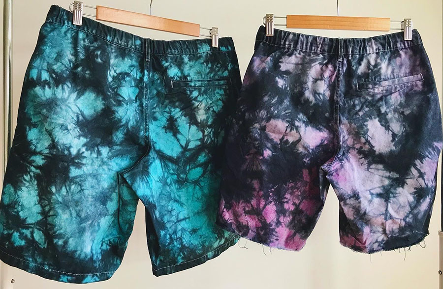 Tie dyed shorts by Akira.