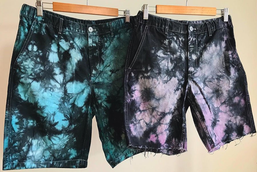 Tie dyed shorts by Akira.